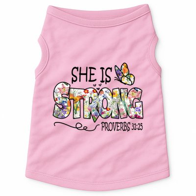 She Is Strong Proverbs 31:25 Bible Verse Doggie Tank