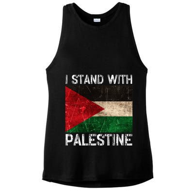 Support I Stand With Palestine Free Palestine Flag Arabic Ladies PosiCharge Tri-Blend Wicking Tank