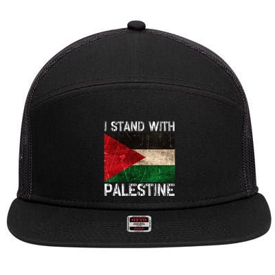 Support I Stand With Palestine Free Palestine Flag Arabic 7 Panel Mesh Trucker Snapback Hat