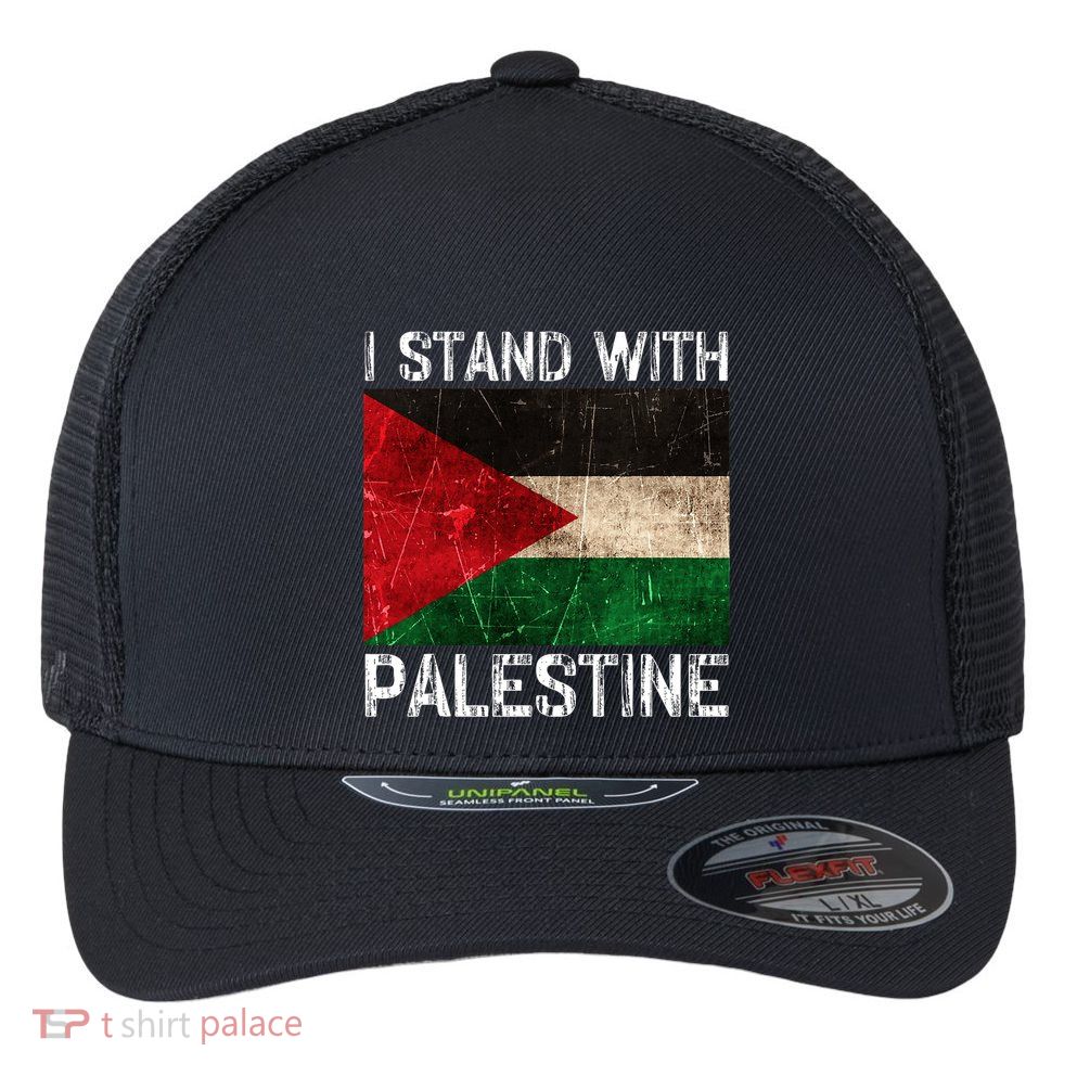 Support I Stand With Palestine Free Palestine Flag Arabic Flexfit Unipanel Trucker Cap