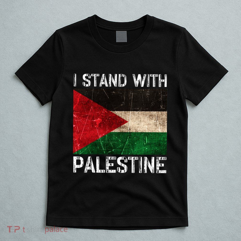 Support I Stand With Palestine Free Palestine Flag Arabic T-Shirt