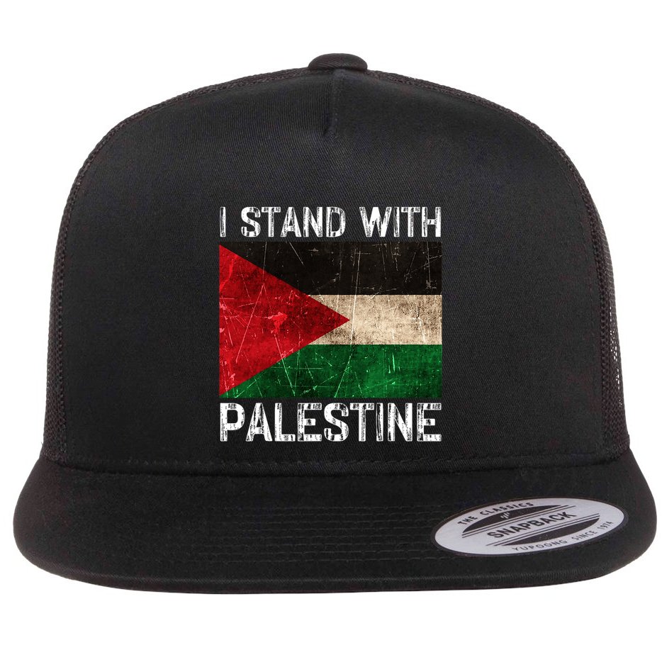 Support I Stand With Palestine Free Palestine Flag Arabic Flat Bill Trucker Hat