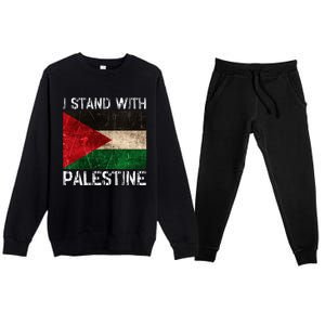 Support I Stand With Palestine Free Palestine Flag Arabic Premium Crewneck Sweatsuit Set