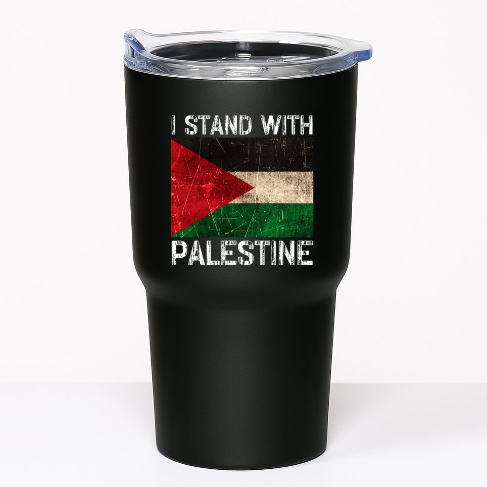Support I Stand With Palestine Free Palestine Flag Arabic Tumbler