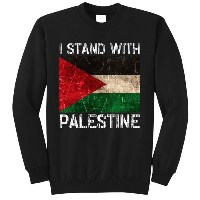 Support I Stand With Palestine Free Palestine Flag Arabic Tall Sweatshirt