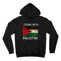 Support I Stand With Palestine Free Palestine Flag Arabic Tall Hoodie