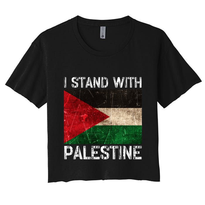 Support I Stand With Palestine Free Palestine Flag Arabic Women's Crop Top Tee