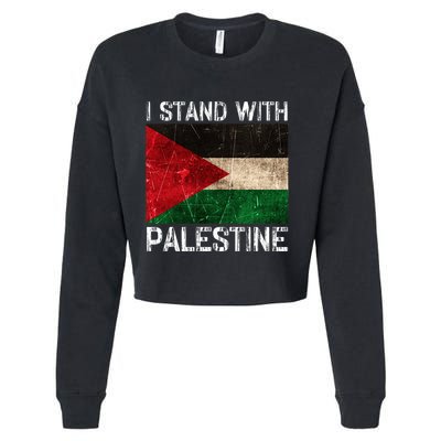 Support I Stand With Palestine Free Palestine Flag Arabic Cropped Pullover Crew