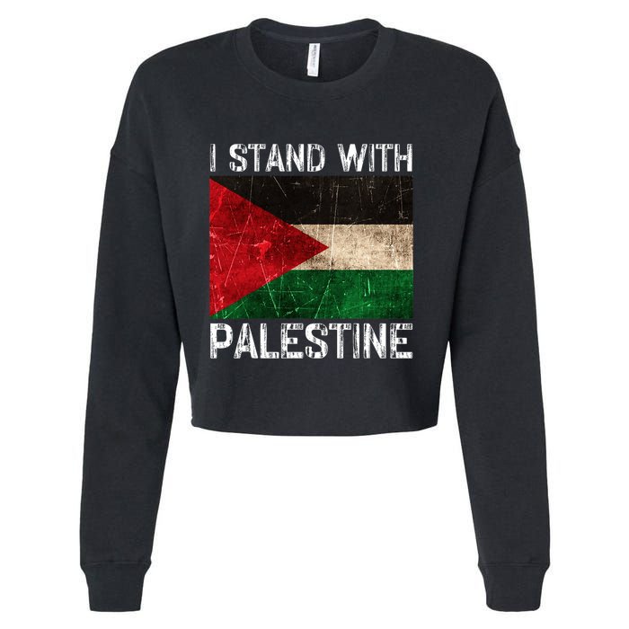 Support I Stand With Palestine Free Palestine Flag Arabic Cropped Pullover Crew