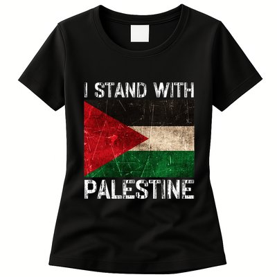 Support I Stand With Palestine Free Palestine Flag Arabic Womens T-Shirt