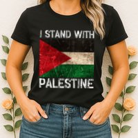 Support I Stand With Palestine Free Palestine Flag Arabic Womens T-Shirt