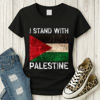 Support I Stand With Palestine Free Palestine Flag Arabic Womens T-Shirt
