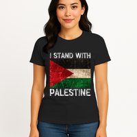 Support I Stand With Palestine Free Palestine Flag Arabic Womens T-Shirt