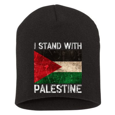Support I Stand With Palestine Free Palestine Flag Arabic Short Acrylic Beanie