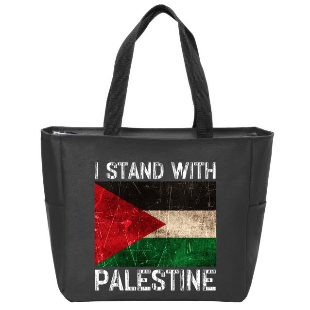 Support I Stand With Palestine Free Palestine Flag Arabic Zip Tote Bag