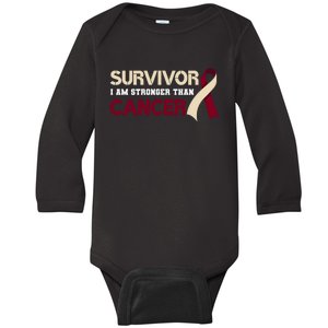 Survivor I'm Stronger Than Oral Head And Neck Cancer Survivor Gift Baby Long Sleeve Bodysuit