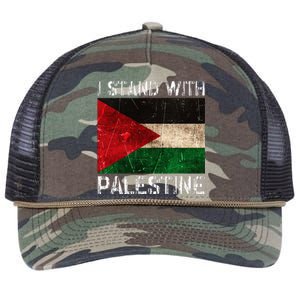 Support I Stand With Palestine Free Palestine Flag Retro Rope Trucker Hat Cap