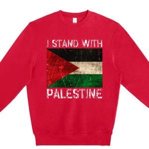 Support I Stand With Palestine Free Palestine Flag Premium Crewneck Sweatshirt