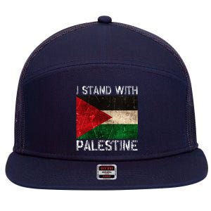 Support I Stand With Palestine Free Palestine Flag 7 Panel Mesh Trucker Snapback Hat