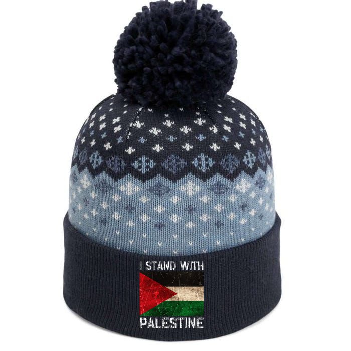 Support I Stand With Palestine Free Palestine Flag The Baniff Cuffed Pom Beanie