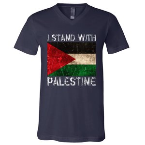 Support I Stand With Palestine Free Palestine Flag V-Neck T-Shirt