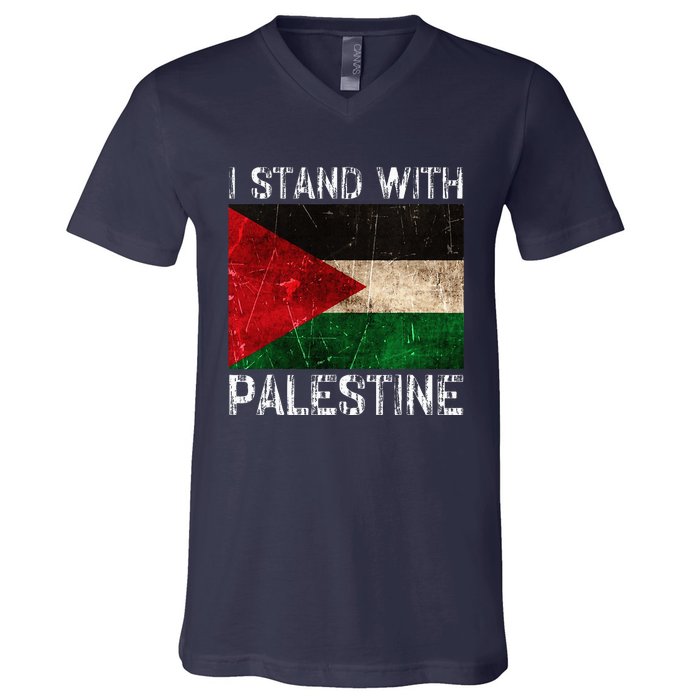 Support I Stand With Palestine Free Palestine Flag V-Neck T-Shirt