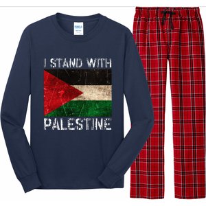 Support I Stand With Palestine Free Palestine Flag Long Sleeve Pajama Set