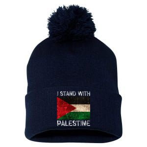 Support I Stand With Palestine Free Palestine Flag Pom Pom 12in Knit Beanie