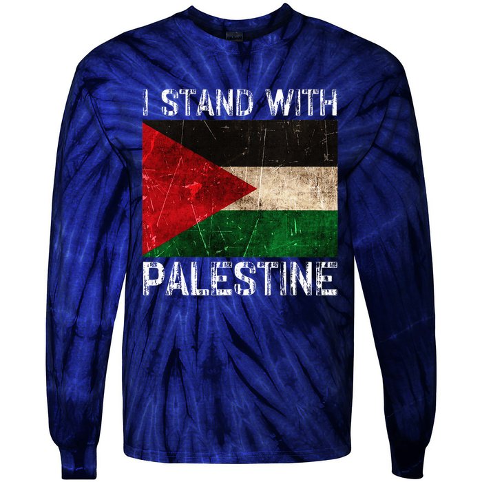 Support I Stand With Palestine Free Palestine Flag Tie-Dye Long Sleeve Shirt