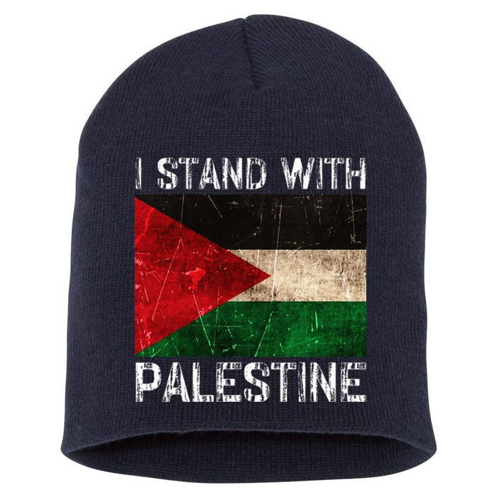 Support I Stand With Palestine Free Palestine Flag Short Acrylic Beanie