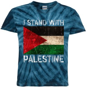 Support I Stand With Palestine Free Palestine Flag Kids Tie-Dye T-Shirt