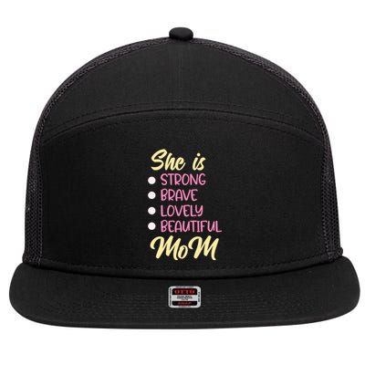 She Is Strong Mom T 7 Panel Mesh Trucker Snapback Hat