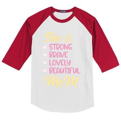 She Is Strong Mom T Kids Colorblock Raglan Jersey