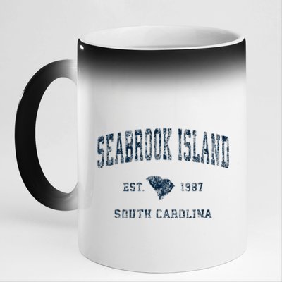 Seabrook Island South Carolina Sc Vintage Sports 11oz Black Color Changing Mug