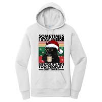 Sometimes I Stay Inside Because It’S Just Too Peopley Out There Funny Cat Xmas Women's Pullover Hoodie