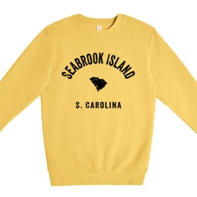 Seabrook Island South Carolina Sc Vintage 70s Athletic Sport Gift Premium Crewneck Sweatshirt