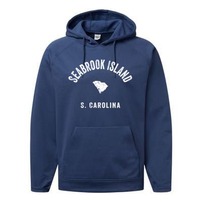 Seabrook Island South Carolina Sc Vintage 70s Athletic Sport Gift Performance Fleece Hoodie