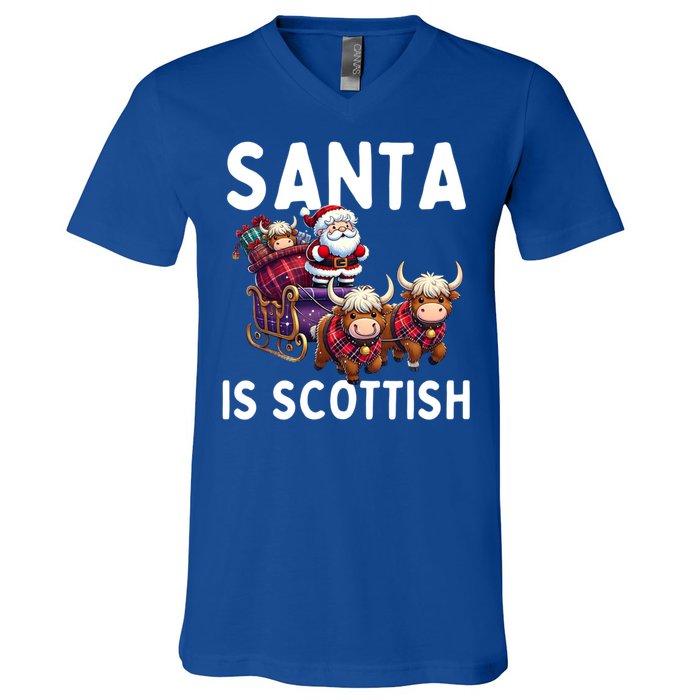 Santa Is Scottish Funny Christmas Scottish Heritage Gift V-Neck T-Shirt