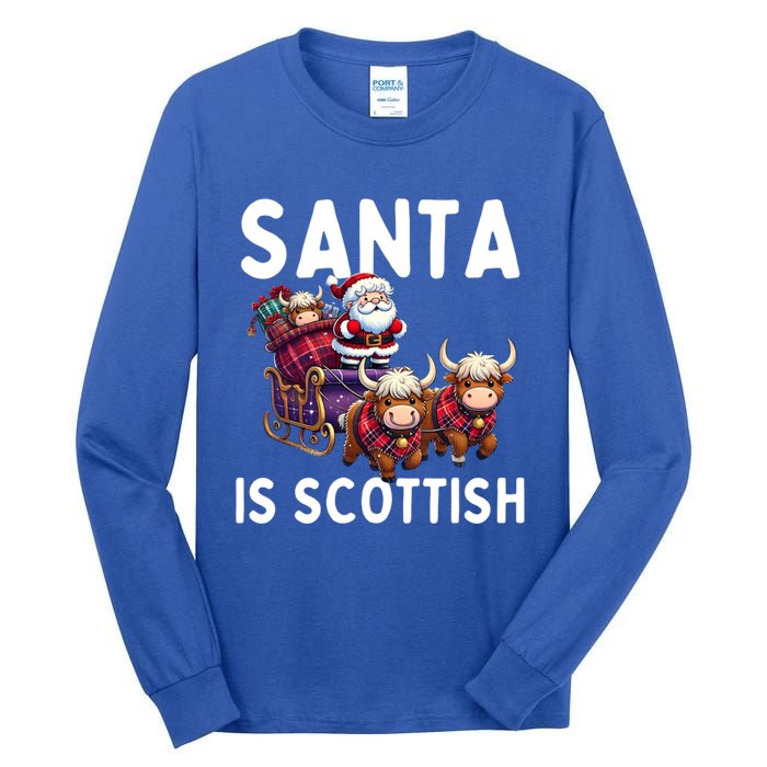 Santa Is Scottish Funny Christmas Scottish Heritage Gift Tall Long Sleeve T-Shirt