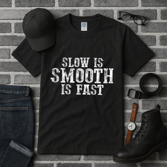 Slow Is Smooth Is Faster Precise Deliberate Controlled Tall T-Shirt