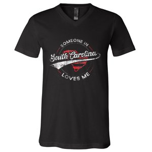 Someone In South Carolina Loves Me South Carolina V-Neck T-Shirt