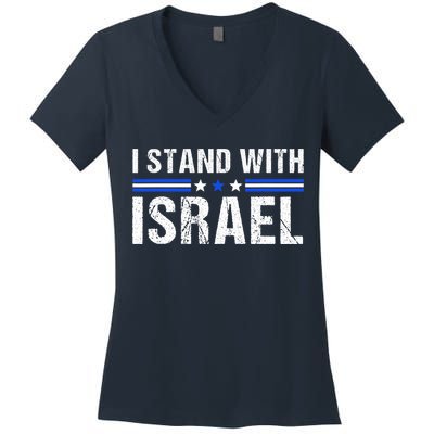 Support I Stand With Israel Jewish Heritage Israeli Flag Women's V-Neck T-Shirt