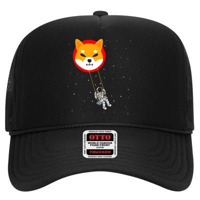 Shiba Inu Swing Army Cryptocurrency Token Doge High Crown Mesh Back Trucker Hat