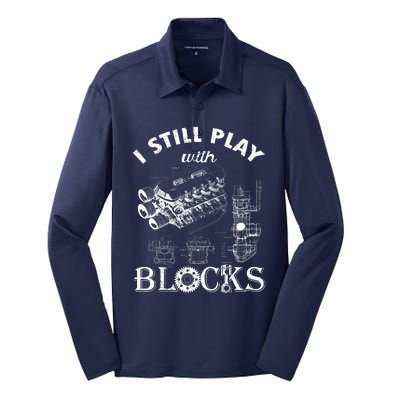 S I Still Play With Blocks Silk Touch Performance Long Sleeve Polo