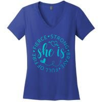 She Is Strong Fierce Brave Full Of Fire Feminist Strong Gift Women's V-Neck T-Shirt