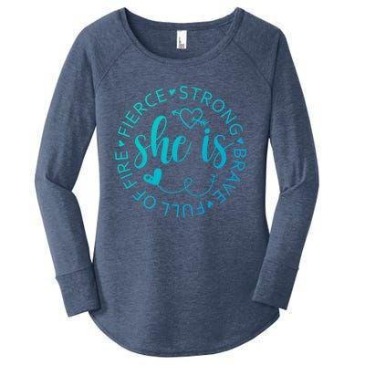 She Is Strong Fierce Brave Full Of Fire Feminist Strong Gift Women's Perfect Tri Tunic Long Sleeve Shirt