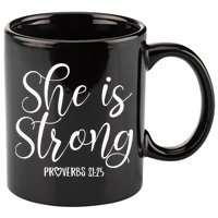 She Is Strong Proverbs 31 25 Gifts Christian Scripture 11oz C Handle Ceramic Mug