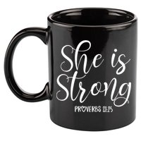 She Is Strong Proverbs 31 25 Gifts Christian Scripture 11oz C Handle Ceramic Mug