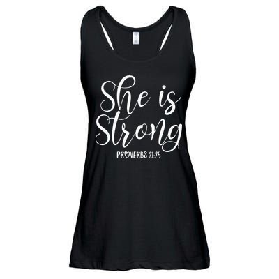 She Is Strong Proverbs 31 25 Gifts Christian Scripture Ladies Essential Flowy Tank