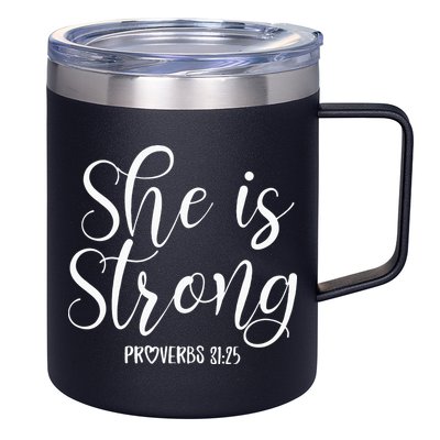 She Is Strong Proverbs 31 25 Gifts Christian Scripture 12oz Stainless Steel Coffee Mug